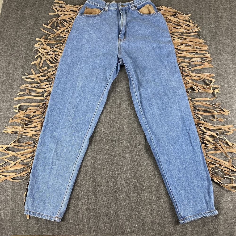 Vintage Seruchi Jeans 1980's 1990's Women's 9/10 Suede Fringe Western Rodeo